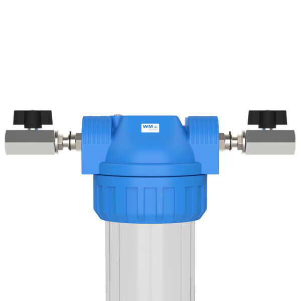 Polypropylene filter housing size S with connection 1/2" IT and stopcock